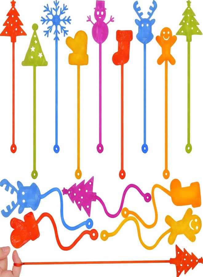 Howzcci 36 Pack Christmas Sticky Hands Toys Christmas Tree Hat Stocking Glove Deer Snowman Sticky Stretchy Toys for Kids Girls Boys Christmas Stocking Stuffers Party Favors Gifts - Image 1